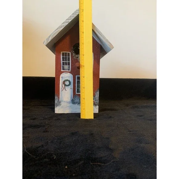 USA Made and Hand Painted Christmas Signed Bird House Wooden Lynne Connor Artist
